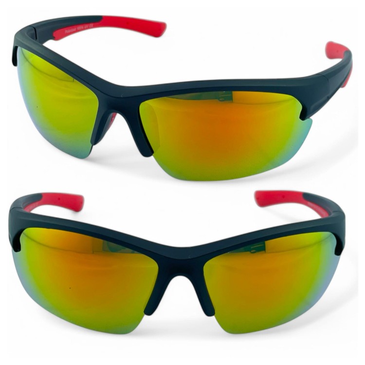 M119 C3 okulary sportowe czarne z czerwonymi zausznikami - podwójny widok