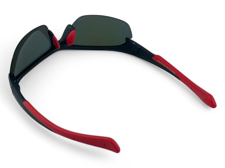 M119 C3 okulary sportowe czarne z czerwonymi zausznikami - od góry