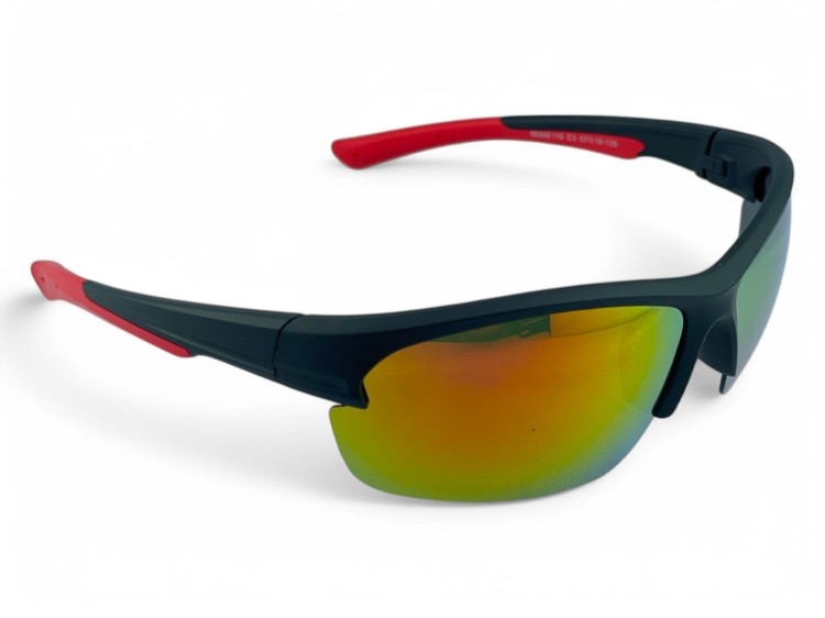 M119 C3 okulary sportowe czarne z czerwonymi zausznikami - lewy profil