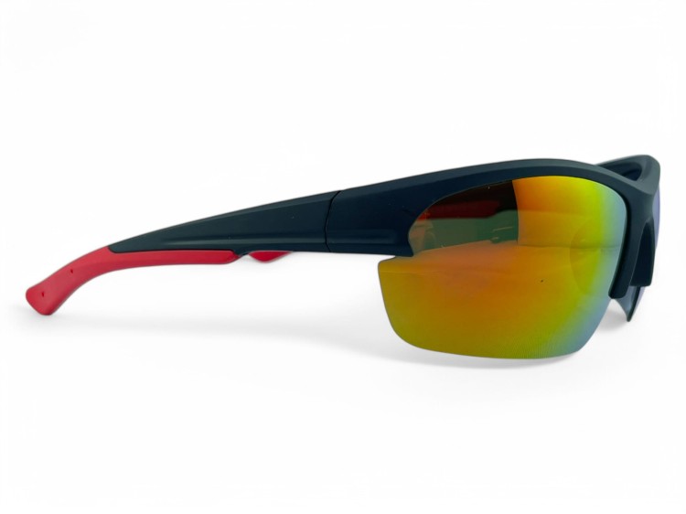 M119 C3 okulary sportowe czarne z czerwonymi zausznikami lustrzane soczewki - profil