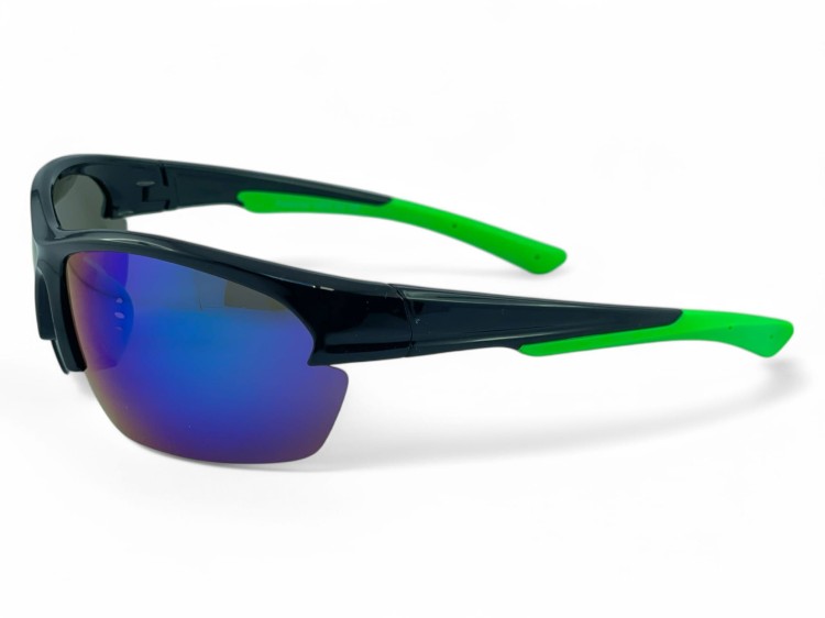 M119 C4 okulary sportowe czarno-zielone lustrzane soczewki - widok z boku