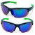 M119 C4 okulary sportowe czarno-zielone lustrzane soczewki - widok z przodu i z boku