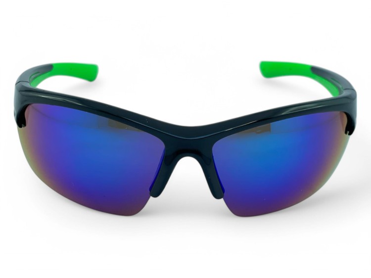 M119 C4 okulary sportowe czarne z zielonymi akcentami lustrzane - widok z przodu