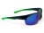 M119 C4 okulary sportowe czarne z zielonymi zausznikami lustrzane - widok z boku