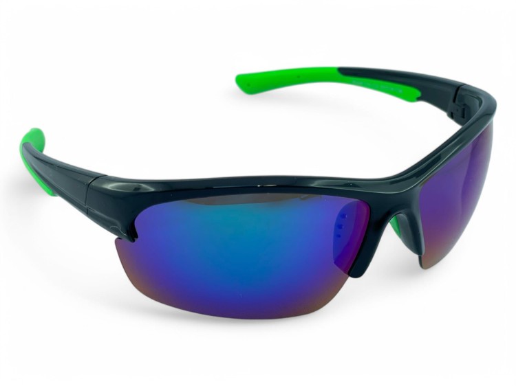 M119 C4 okulary sportowe czarno-zielone lustrzane soczewki - widok z boku lekko z góry