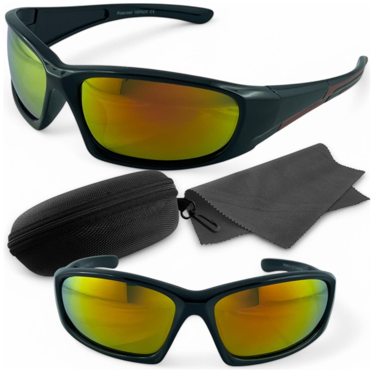 Polarized Sport M116 C3 okulary czarne z lustrzanymi soczewkami - zestaw z etui