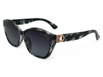 Damskie okulary przeciwsłoneczne PRIUS PRW-551 C3 czarno-transparentne cat eye polaryzacyjne UV400