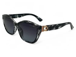 Damskie okulary przeciwsłoneczne PRIUS PRW-551 C3 czarno-transparentne cat eye polaryzacyjne UV400
