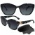 Prius PRW-551 C3 okulary damskie czarne marbling - widok z przodu i z boku z etui