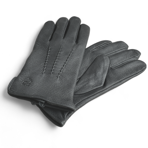 Men's leather gloves PRIUS LUX PRMG-2005 - laid at an angle showing the back and the palm side