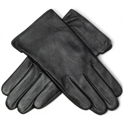 Men's Smooth Leather Gloves, Slightly Lined, Black PRMG-2052 Prius LUX