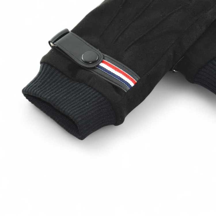 Prisma TH-Unisex czarne rękawiczki zimowe z paskiem - zbliżenie