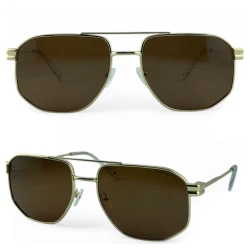 Męskie okulary przeciwsłoneczne VERMARI ANTONIO C3 — aviator, złoty metal