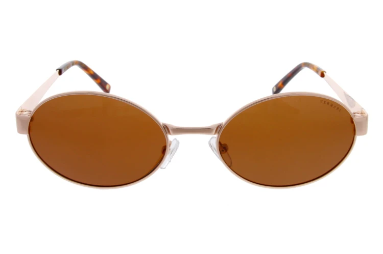 Damskie okulary przeciwsłoneczne Vermari Milano Alba C3 – złote oprawki, brązowe szkła