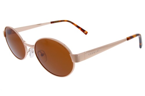 Eleganckie okulary Alba C3 Vermari Milano – metalowe oprawki w kolorze złotym z brązową soczewką