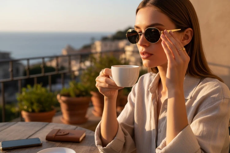 Modelka w okularach przeciwsłonecznych Vermari Milano Alba C2 – stylizacja premium