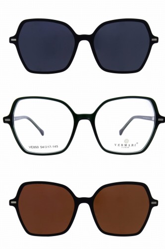 Oprawki clip-on damskie Vermari Milano VE850 C2 - ciemnozielony, acetat, widok z przodu