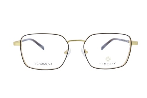 Oprawki clip-on unisex Vermari Milano VCA0006 C1 - złoty metal z czarną obwódką, metal, widok z przodu