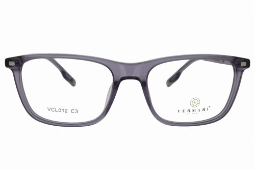 Oprawki clip-on unisex Vermari Milano VCL012 C3 - przezroczysty szary, acetat, widok z przodu