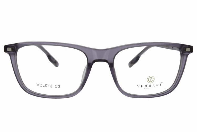 Oprawki clip-on unisex Vermari Milano VCL012 C3 - przezroczysty szary, acetat, widok z przodu