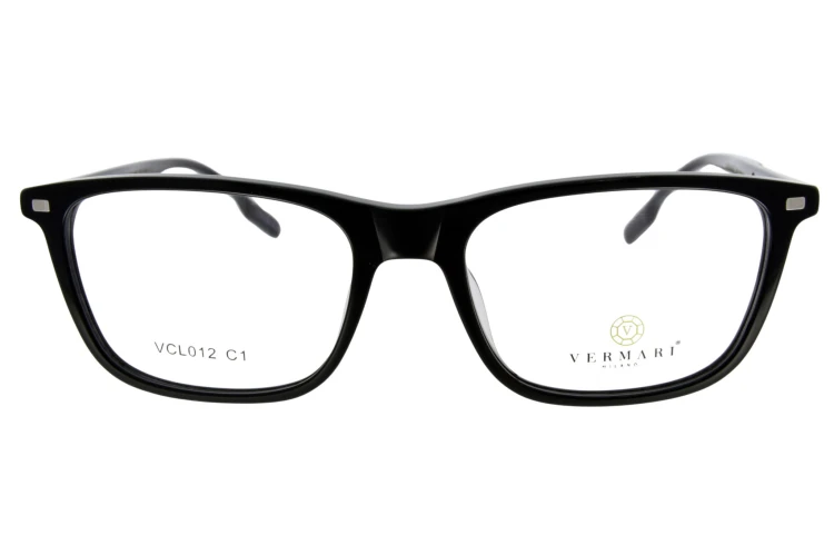 Oprawki clip-on unisex Vermari Milano VCL012 C1 - czarne, acetat+metal, widok z przodu
