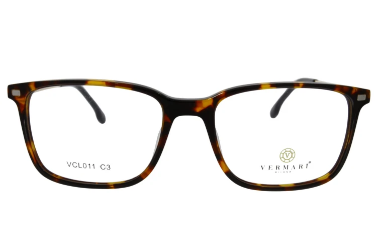Oprawki clip-on unisex Vermari Milano VCL011 C3 - szylkret, acetat+metal, widok z przodu