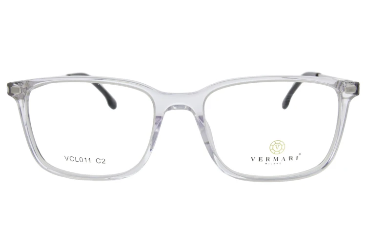 Oprawki clip-on unisex Vermari Milano VCL011 C2 - przezroczysty szary, acetat+metal, widok z przodu