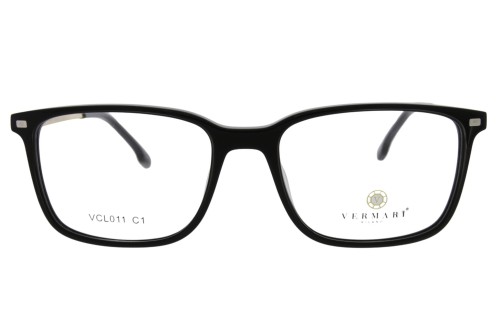 Oprawki clip-on unisex Vermari Milano VCL011 C1 - głęboka czerń z połyskiem, acetat+metal, widok z przodu