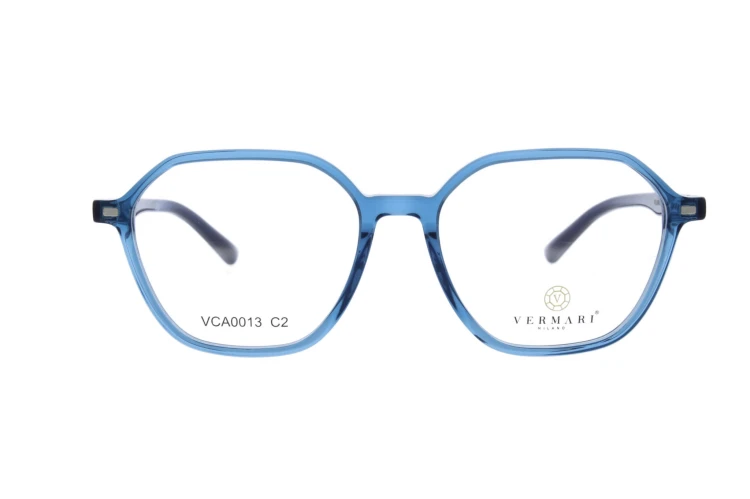 Oprawki clip-on unisex Vermari Milano VCA0013 C2 - przezroczysty błękitny, acetat, widok z przodu