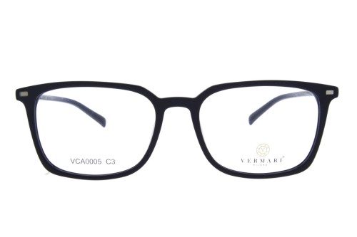 Oprawki clip-on unisex Vermari Milano VCA0005 C3 - matowa czerń, acetat+metal, widok z przodu