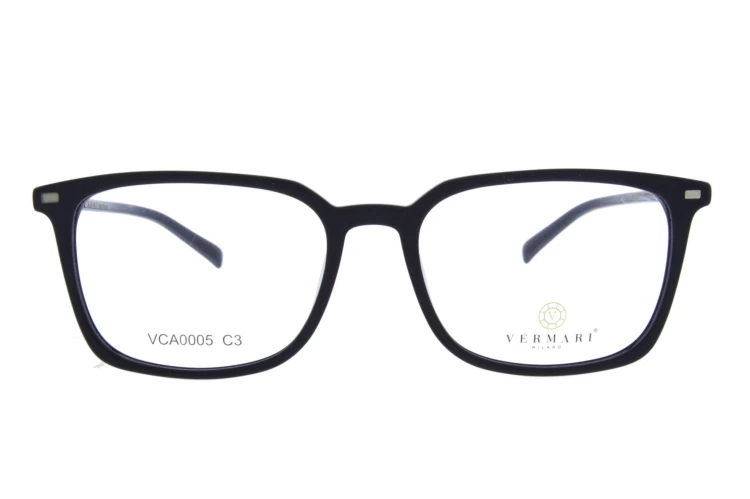 Oprawki clip-on unisex Vermari Milano VCA0005 C3 - matowa czerń, acetat+metal, widok z przodu