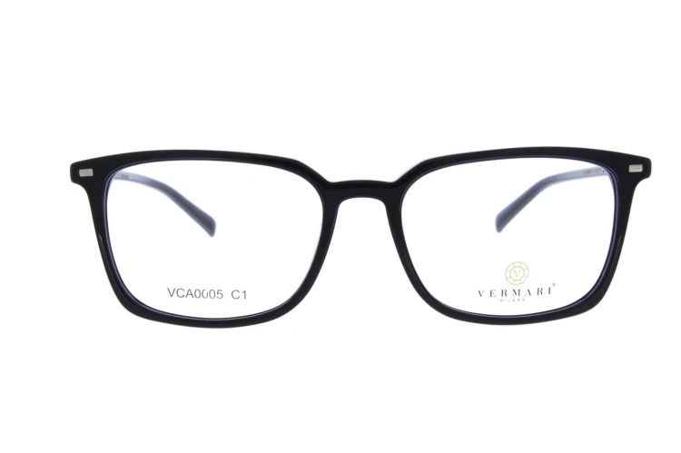 Oprawki clip-on unisex Vermari Milano VCA0005 C1 - czarne, acetat+metal, widok z przodu