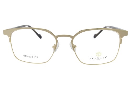 Oprawki clip-on unisex Vermari Milano VCL008 C3 - matowe złoto, metal, widok z przodu