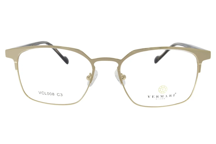 Oprawki clip-on unisex Vermari Milano VCL008 C3 - matowe złoto, metal, widok z przodu