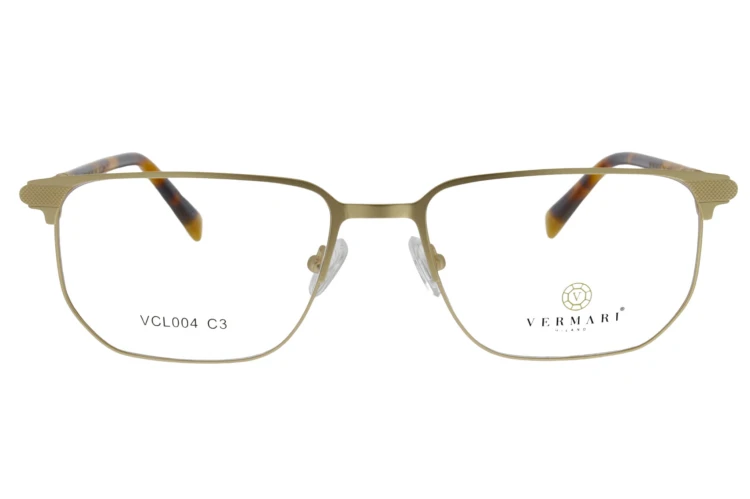 Oprawki clip-on unisex Vermari Milano VCL004 C3 - matowy złoty metal, metal, widok z przodu