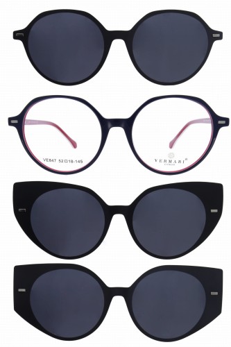 Oprawki clip-on damskie Vermari Milano VE847 C3 - granatowy, acetat, widok z przodu