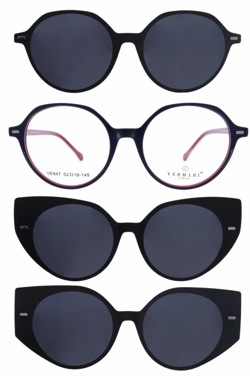 Oprawki clip-on damskie Vermari Milano VE847 C3 - granatowy, acetat, widok z przodu