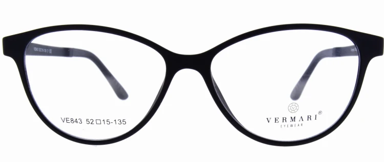 Oprawki clip-on damskie Vermari Milano VE843 C3 - matowa czerń, acetat, widok z przodu