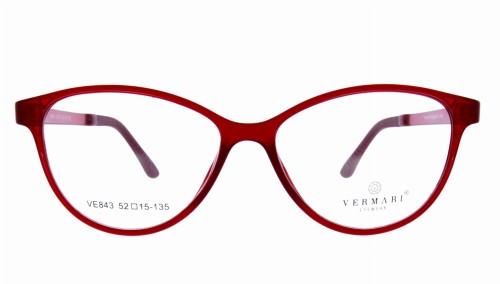 Oprawki clip-on damskie Vermari Milano VE843 C2 - przezroczysty czerwony, acetat, widok z przodu