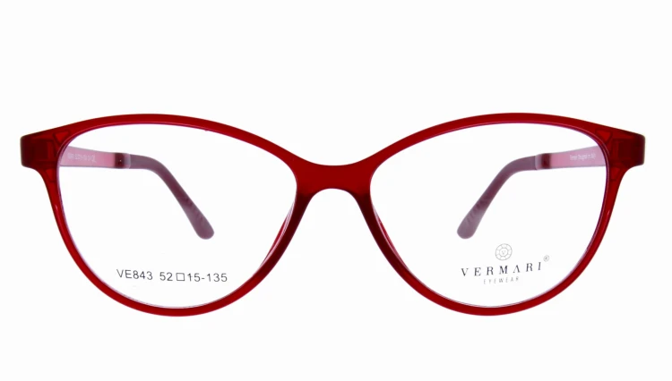 Oprawki clip-on damskie Vermari Milano VE843 C2 - przezroczysty czerwony, acetat, widok z przodu