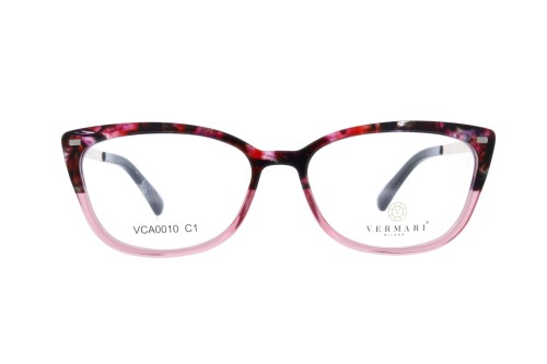 Oprawki clip-on damskie Vermari Milano VCA00010 C1 - wzór kwiatowy/jasnoróżowy, acetat+metal, widok z przodu