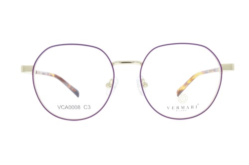 Oprawki clip-on unisex Vermari Milano VCA0008 C3 - złoty metal z fioletową obwódką, metal, widok z przodu