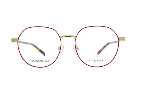 Oprawki clip-on unisex Vermari Milano VCA0008 C2 - złoty metal z czerwoną obwódką, metal, widok z przodu