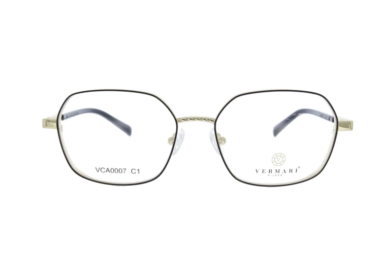 Oprawki clip-on unisex Vermari Milano VCA0007 C1 - złoty metal z czarną obwódką, metal, widok z przodu