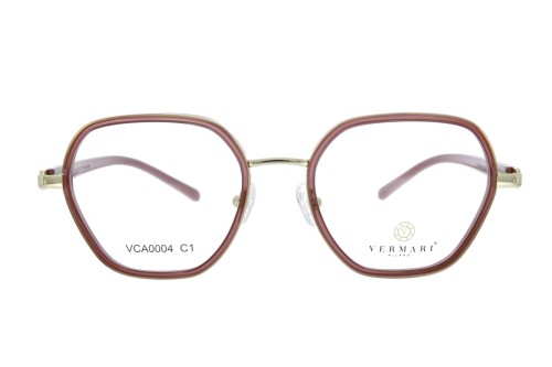 Oprawki clip-on unisex Vermari Milano VCA0004 C1 - bordowy acetat z beżową wstawką, acetat+metal, widok z przodu