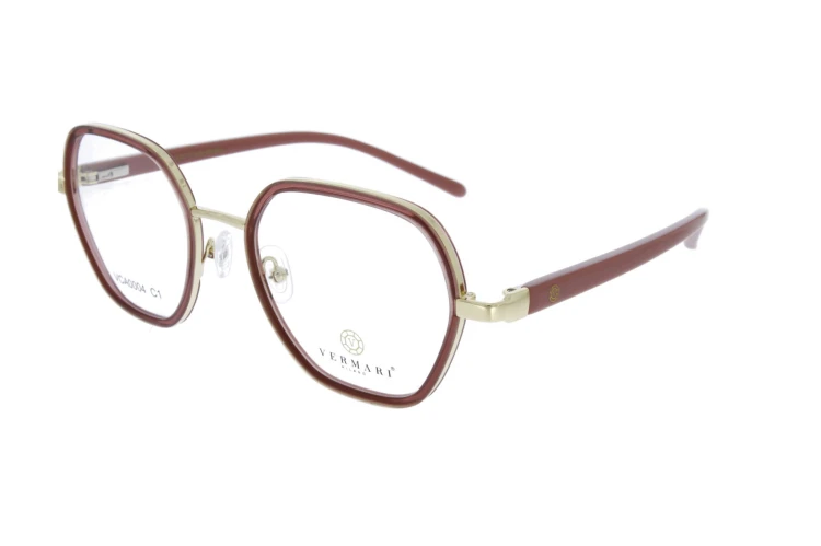 Oprawki clip-on unisex Vermari Milano VCA0004 C1 - bordowy acetat z beżową wstawką, acetat+metal, widok z boku