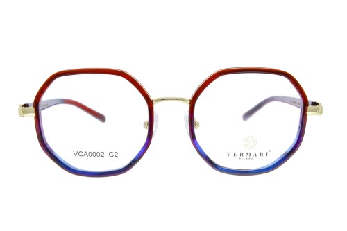 Oprawki clip-on unisex Vermari Milano VCA0002 C2 - bordowo-niebieskie, acetat+metal, widok z przodu
