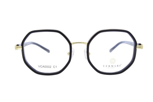 Oprawki clip-on unisex Vermari Milano VCA0002 C1 - czarny matowy, acetat+metal, widok z przodu