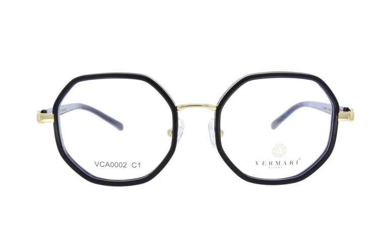Oprawki clip-on unisex Vermari Milano VCA0002 C1 - czarny matowy, acetat+metal, widok z przodu