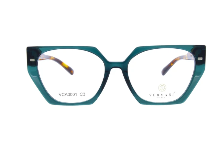 Oprawki clip-on damskie Vermari Milano VCA0001 C3 - ciemnozielony, acetat, widok z przodu